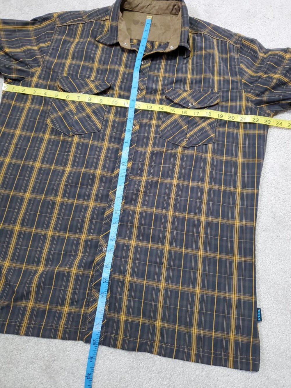 KUHL Eluxur Long Sleeve Pearl Snap Button Down Shirt Black Gold Men's Medium - Picture 14 of 16